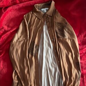 Brown Leopard Print Women's Long Sleeve